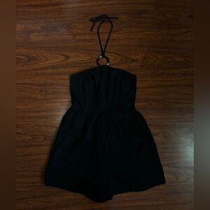 Linen O-ring halter romper